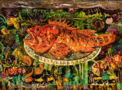 Composition à la rascasse et aux oursins